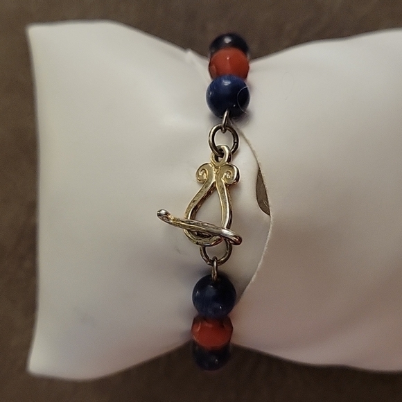 HANDMADE Cat's Eye Czech Glass Beaded Bangle Toggle Bracelet - Picture 5 of 6